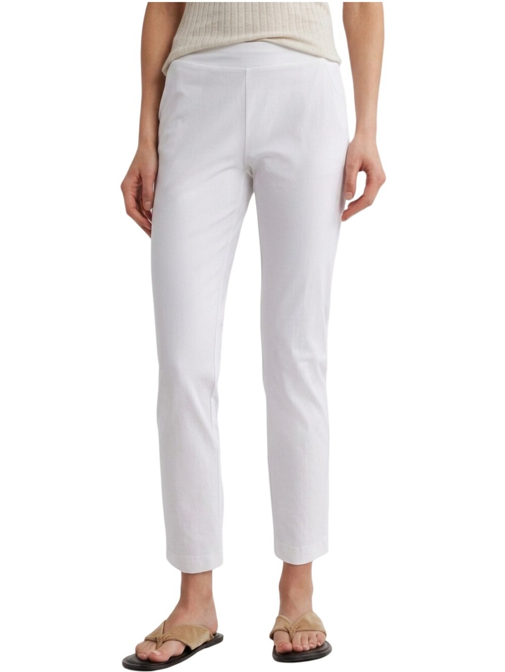 CYNTHIA ROWLEY White Cropped Chino Pants Side Zipper Slim Ankle Trousers Sz 0
